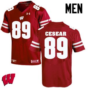 Men's Wisconsin Badgers NCAA #89 Jacob Cesear Red Authentic Under Armour Stitched College Football Jersey MR31D74AE